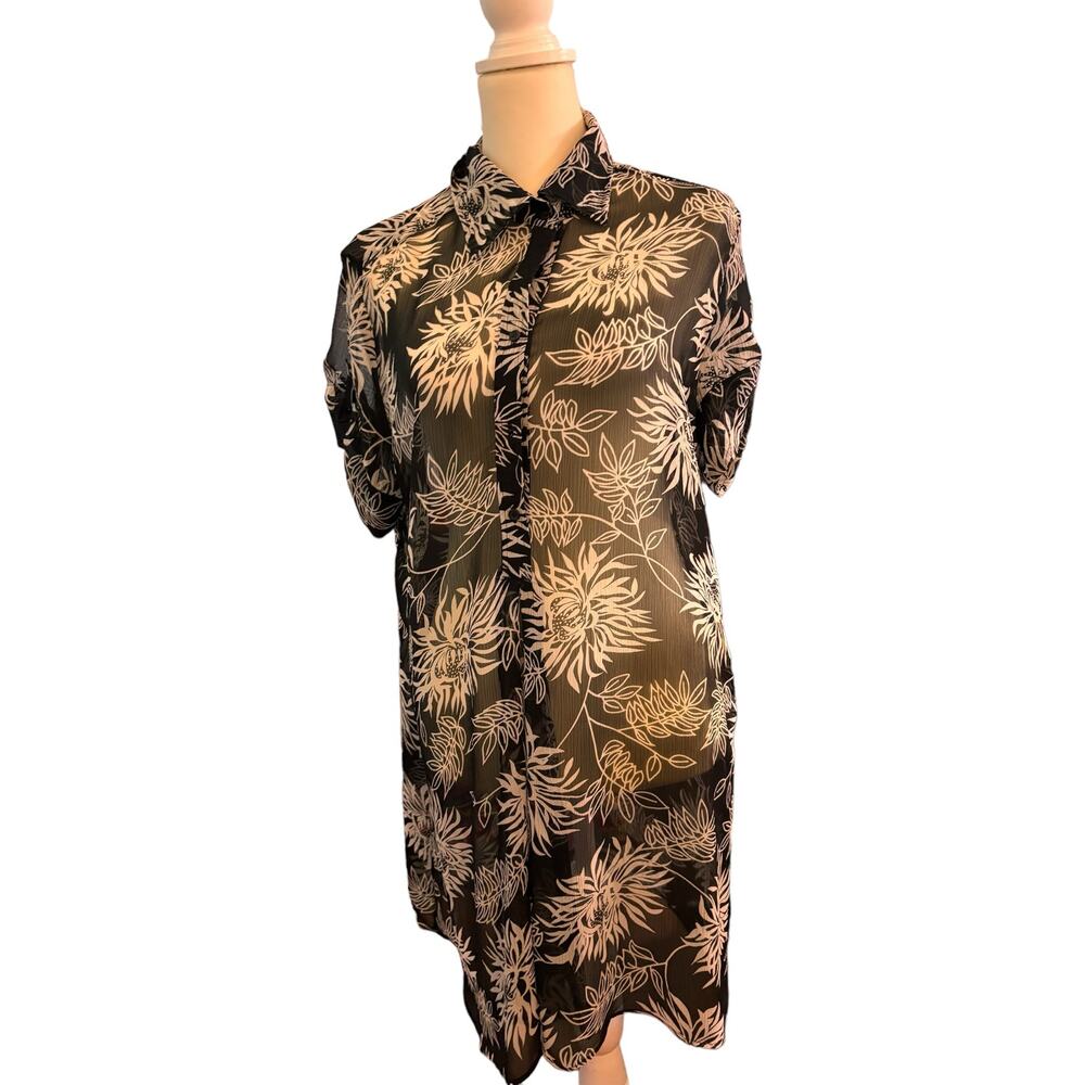 New York & Company Black and White Floral Midi Dress